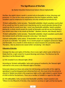 The Significance of Shaban